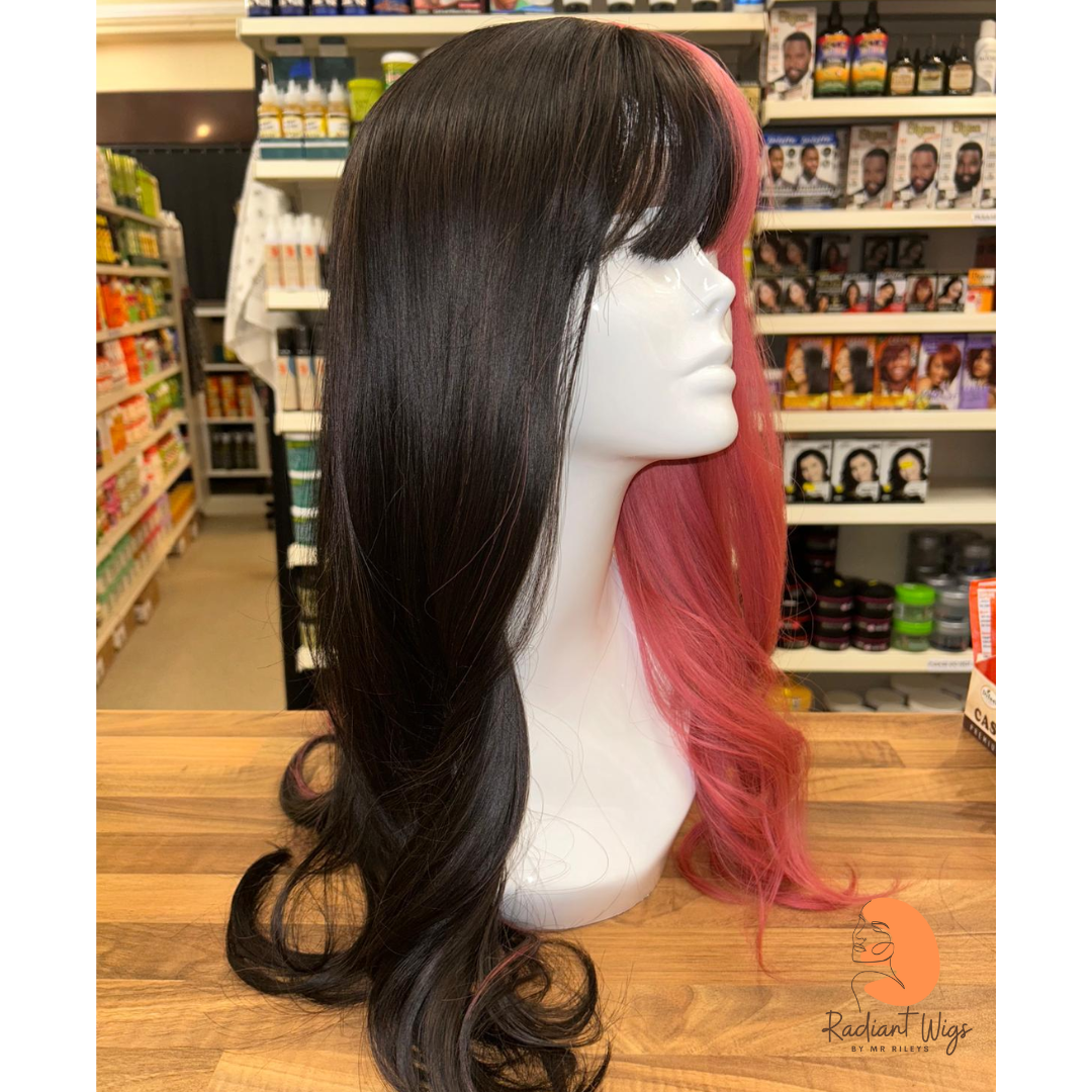 Blaze - 25", Loose Wave, Synthetic Wig - Pink & Dark Brown