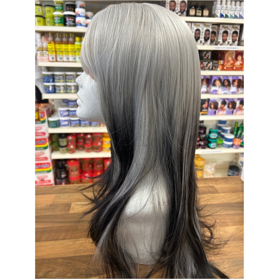 Storm - 21", Straight, Synthetic Wig - Silver with Black