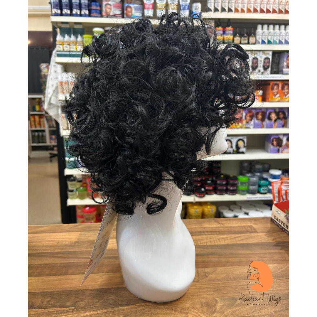 Connie - 11", Curly, Synthetic Wig - Black