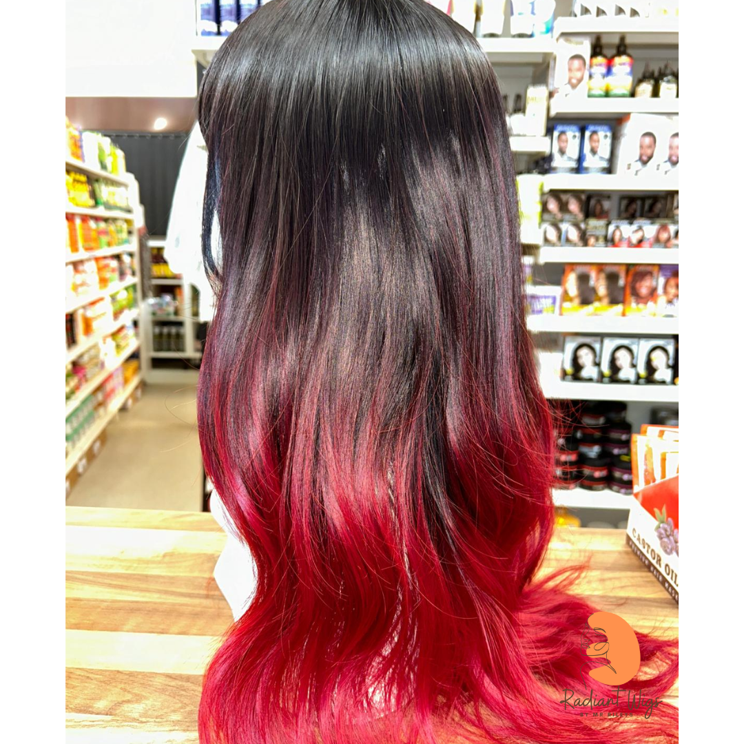 Wynter - 23", Loose Wave, Synthetic Wig - Red/Black Ombre