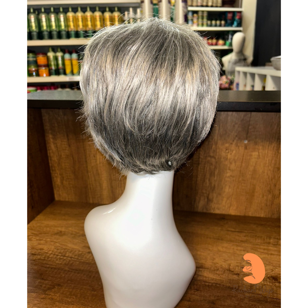 Fern - 8", Straight, Human/Synthetic Blend Wig - Grey