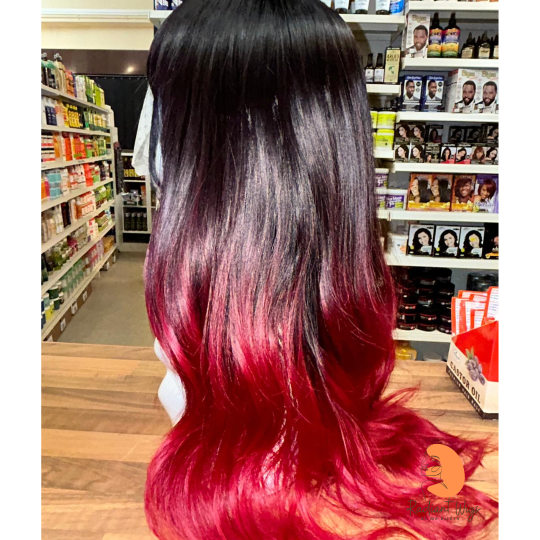 Wynter - 23", Loose Wave, Synthetic Wig - Red/Black Ombre