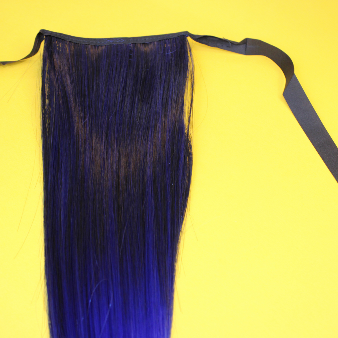 Silky Straight Synthetic Ponytail - Blue Ombre - 20"