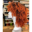 Kelis - 14" Curly Synthetic Wig - Brown/Orange Ombre