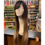 Alyssa - 28", Straight, Synthetic Wig - Dark Brown & Grey Ombre