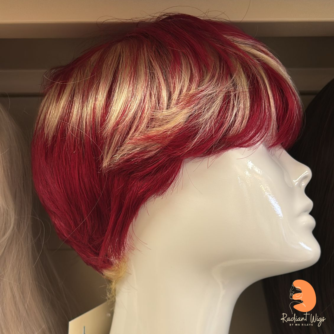 Shirley - 6", Straight, Human Hair Wig - 99J (Red)/613 Mix