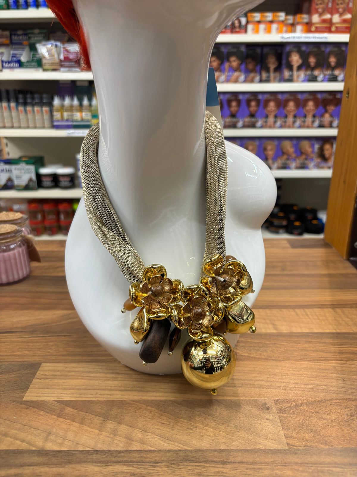 Brown & Gold Statement Necklace