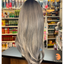 Hallie - 23" Straight Synthetic Wig - Grey with Dark Roots