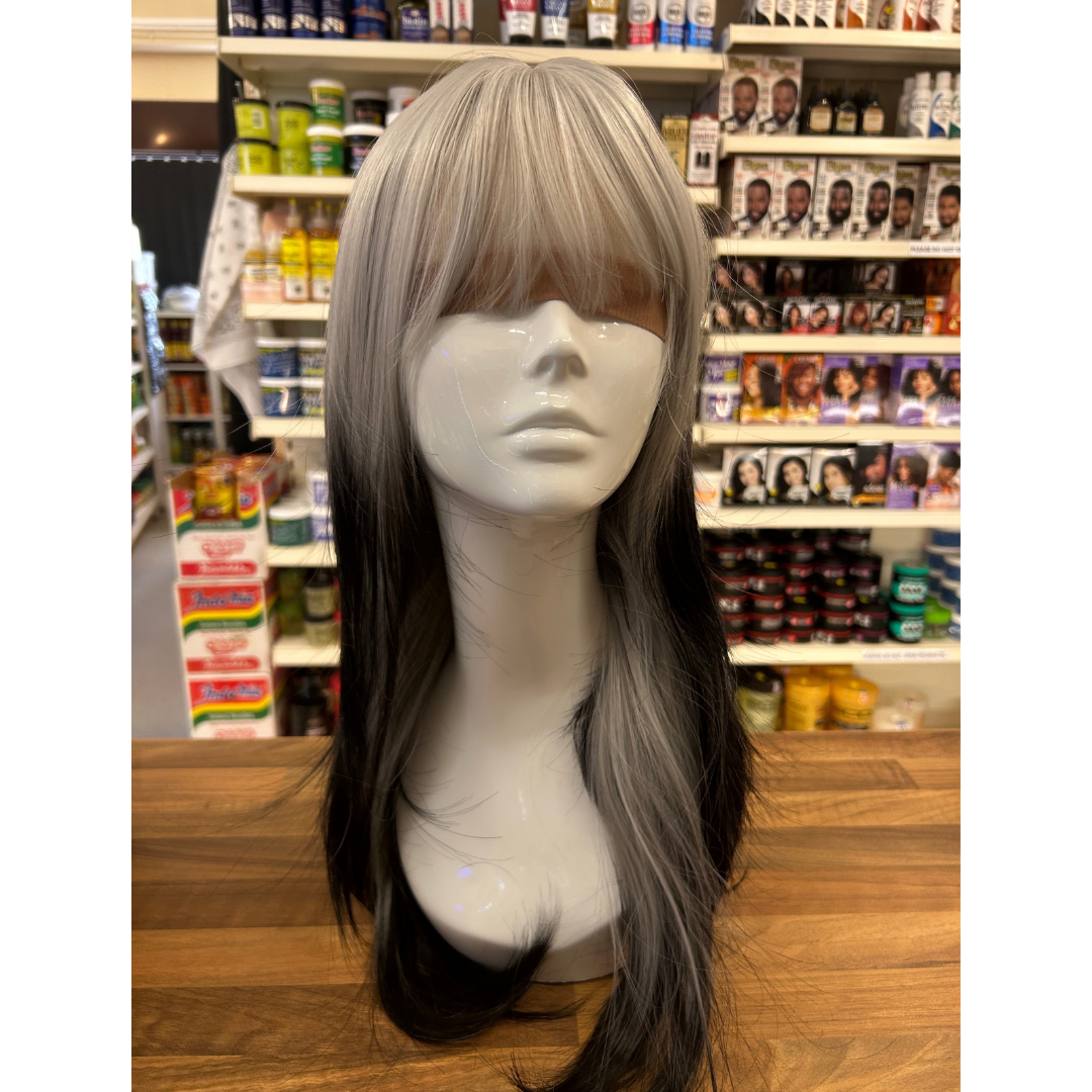 Storm - 21", Straight, Synthetic Wig - Silver with Black