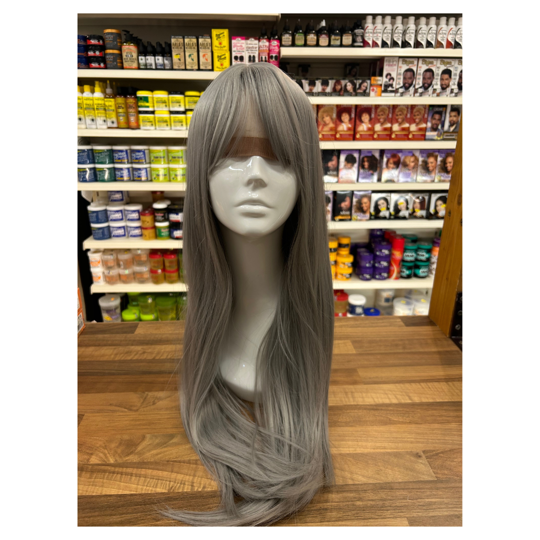 Sparkle - 25" Straight Synthetic Wig - Silver Grey