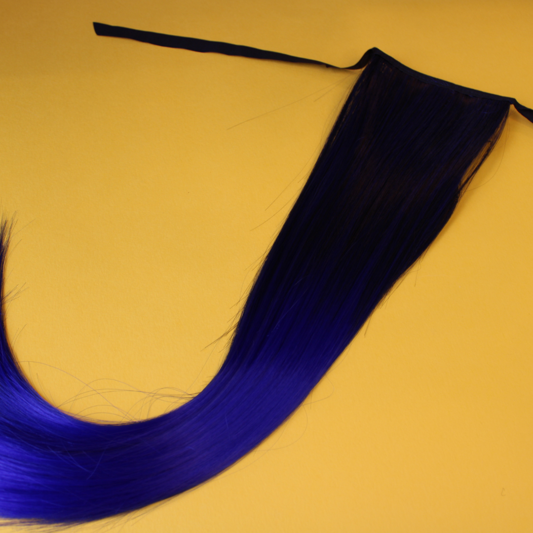 Silky Straight Synthetic Ponytail - Blue Ombre - 20"