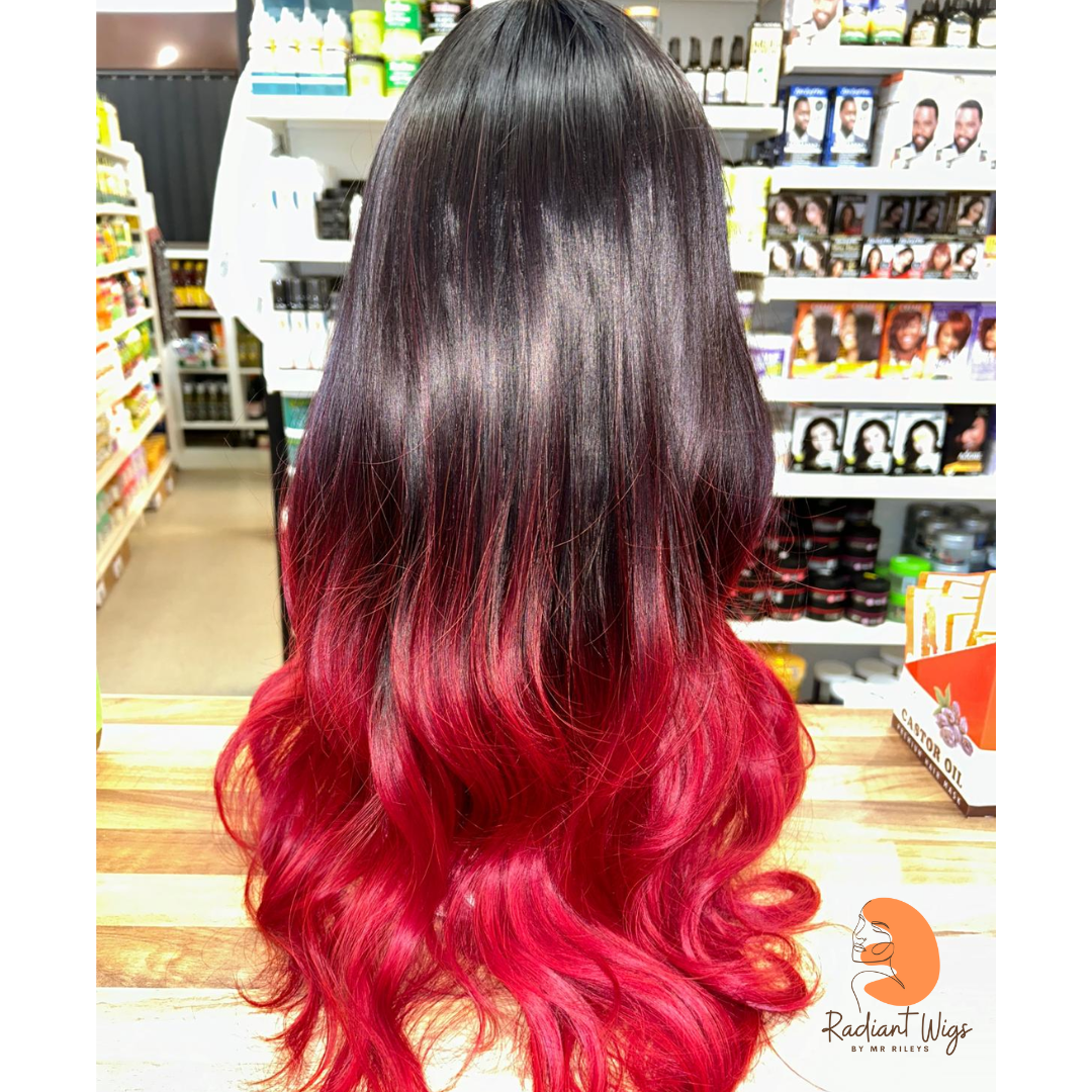 Wynter - 23", Loose Wave, Synthetic Wig - Red/Black Ombre