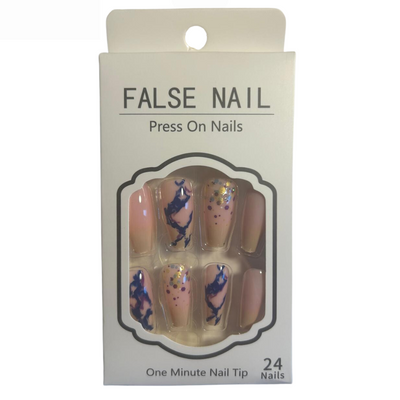 False Press On Nails - Pink Blue Design
