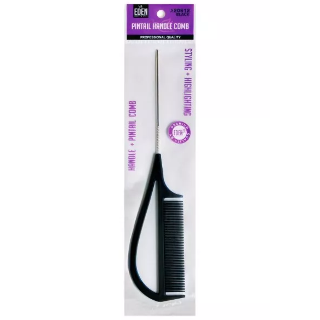 Eden Handing Parting Metal Pin Tail Comb-Black (20612)