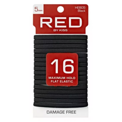 Red By Kiss: 16pcs Max Hold Elastic - Black Flat 5mm HEB05