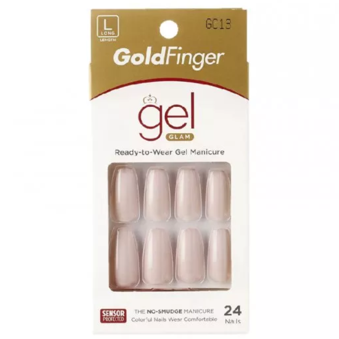 GoldFinger: False Press On Nails - Gel Glam Solid Colour - Magnolia GC13