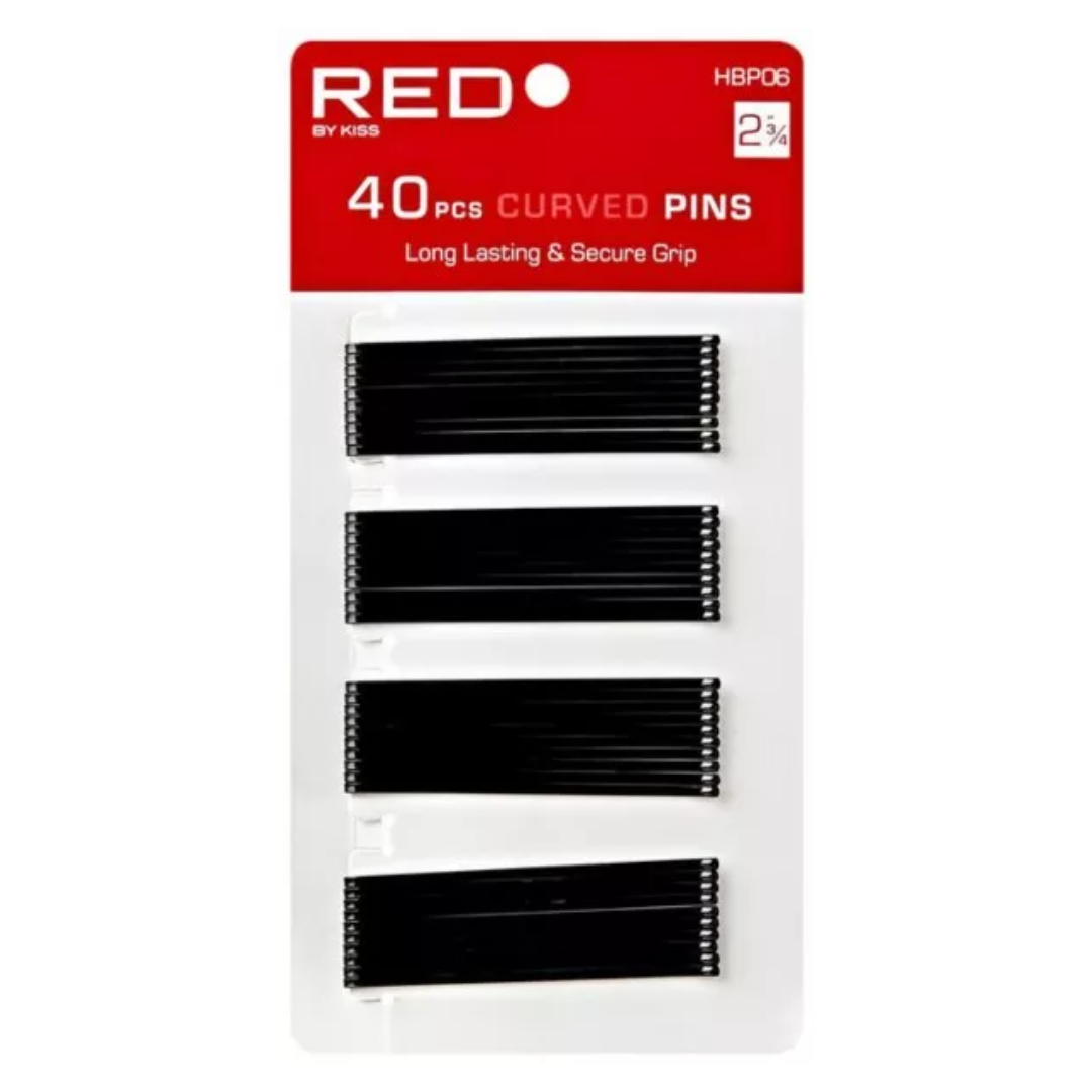 Curve Ribbon Pin Red By Kiss: 40pcs Curved Pins (2.75') HBP06 – Riley's Tropical Food