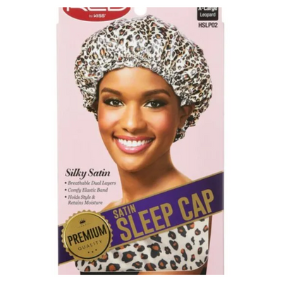 Red By Kiss: Premium Satin Sleep Cap - Leopard XL HSLP02