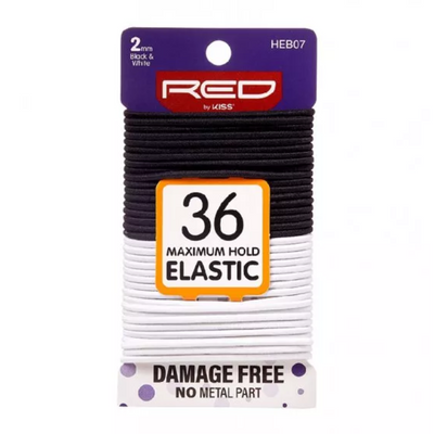 Red By Kiss: 36pc Max Hold Elastic Bands - Black/White 2mm HEB07