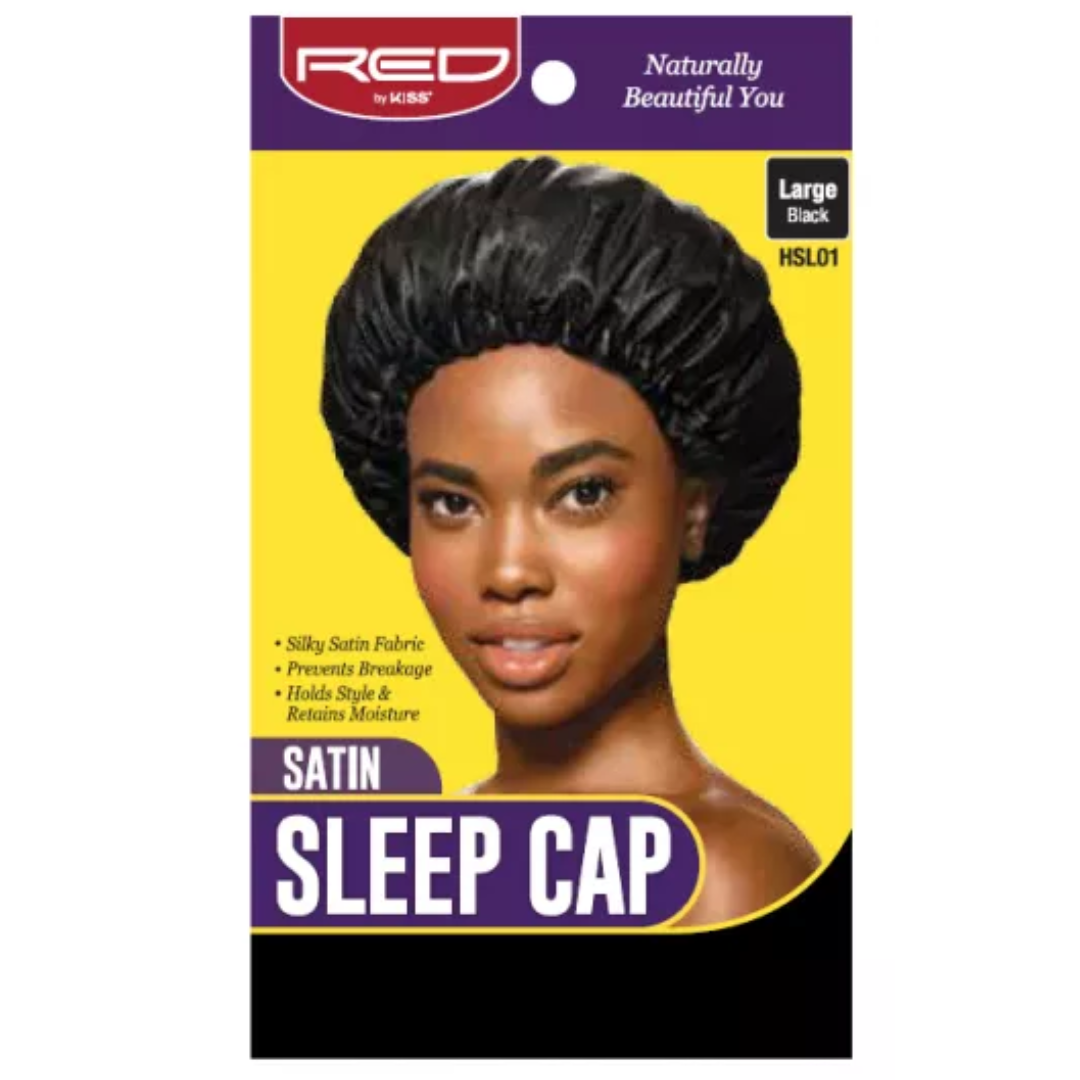 Red By Kiss: Satin Sleep Cap - Black Large HSL01