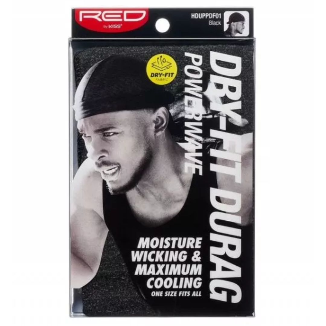 Red By Kiss: Power Wave Dry-Fit Durag - Black HD51