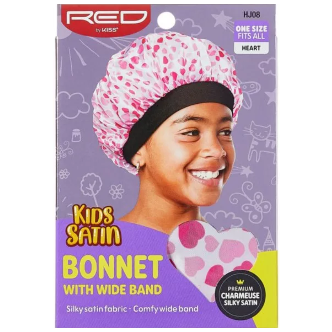 Red By Kiss: Kids Wide Band Satin Bonnet - Heart HJ08