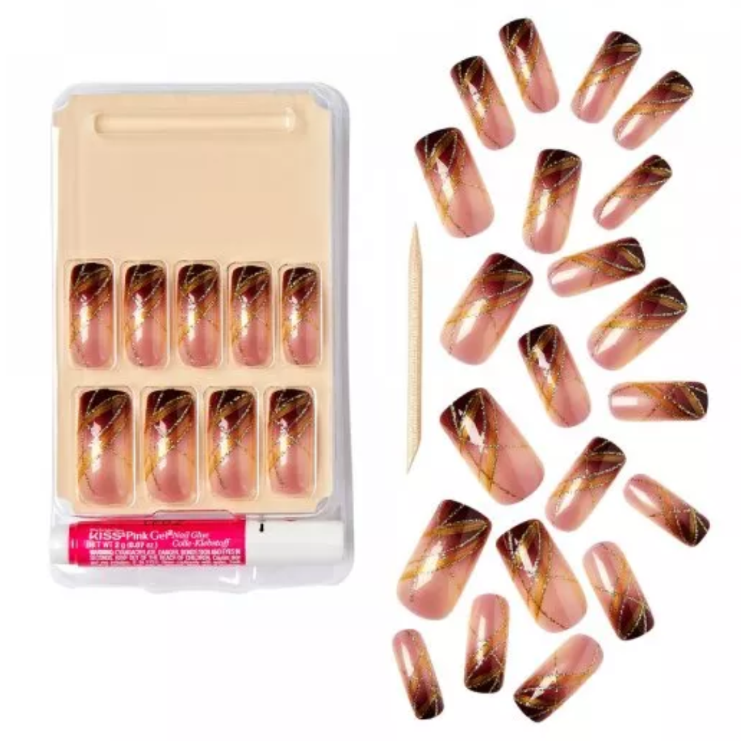 GoldFinger: False Press On Nails - Trendy Nails - Long GD01