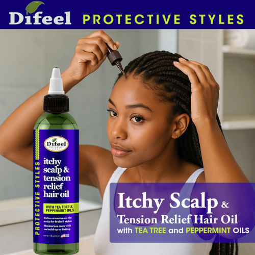 Difeel Itchy Scalp & Tension Relief Hair Oil with Tea Tree & Peppermint Oils 8oz