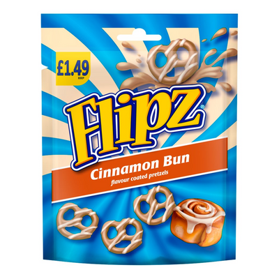 Flipz Cinnamon Bun Flavour Coated Pretzel Snacks 80g