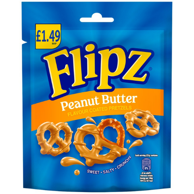 Flipz Peanut Butter Flavour Coated Pretzel Snacks 80g