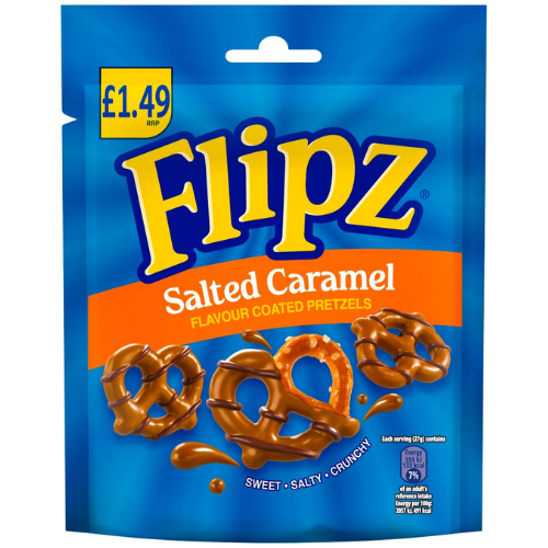 Flipz Salted Caramel Flavour Coated Pretzel Snacks 80g