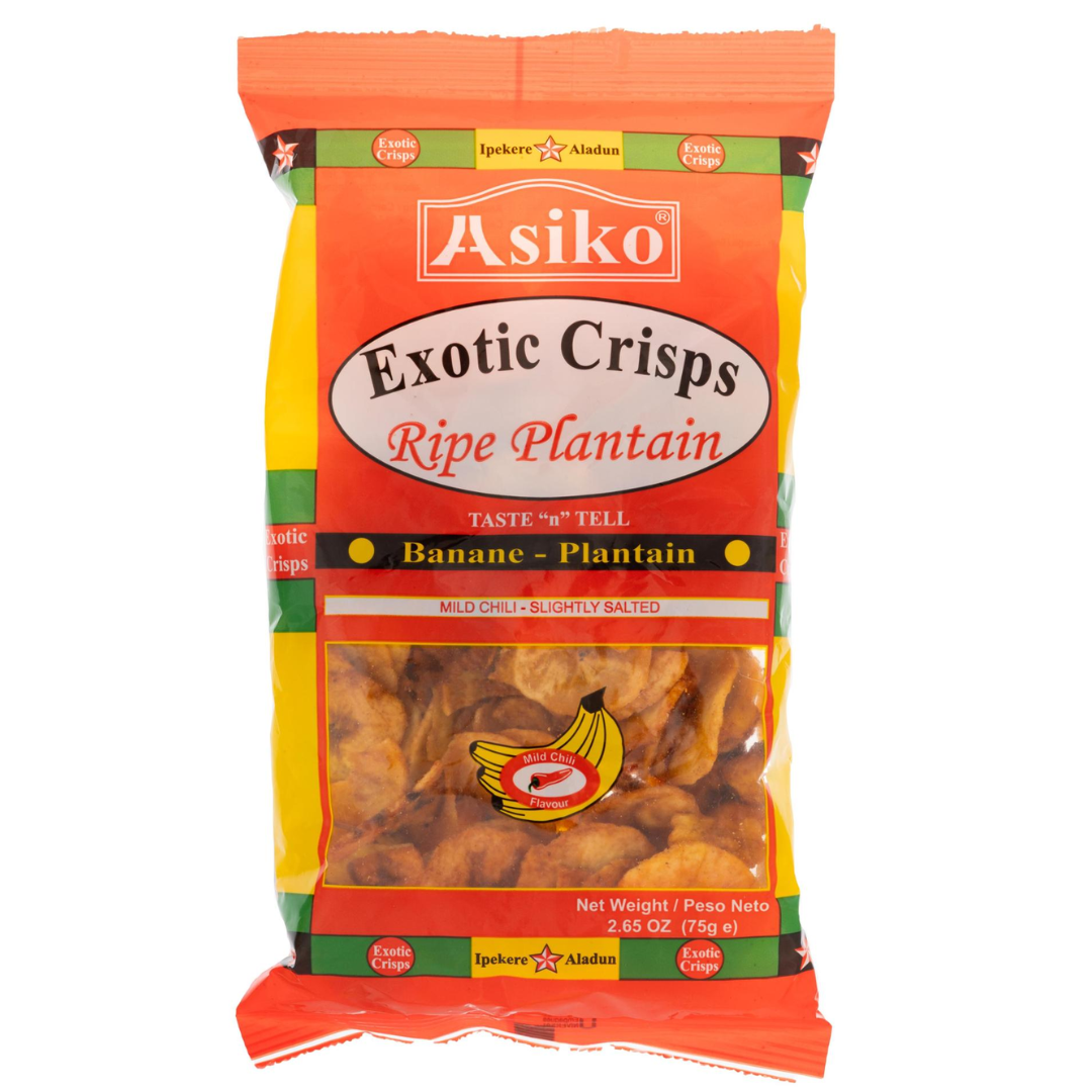 Asiko Exotic Plaintain Crisps - Mild Chilli, Slightly Salted 75g