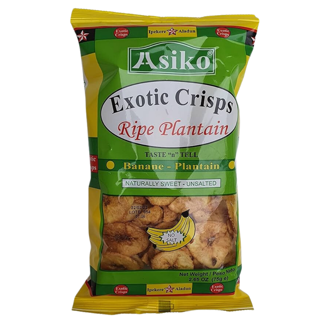 Asiko Exotic Plaintain Crisps - Naturally Sweet - Unsalted 75g