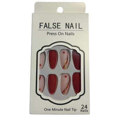 False Press On Nails - Red Heart Design