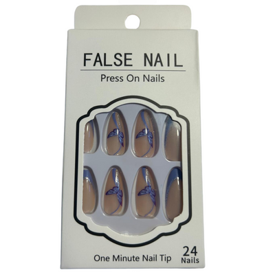 False Press on Nails - Purple Butterfly Design