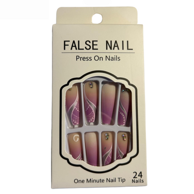 False Press On Nails - Purple Ombre Design