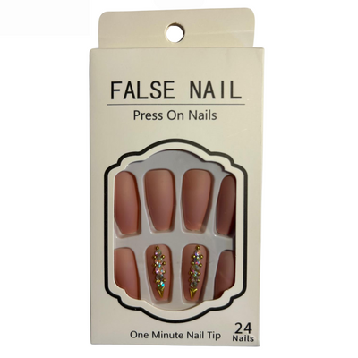 False Press On Nails - Pink Crystal