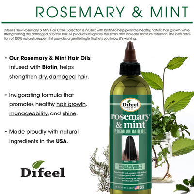 Difeel Rosemary & Mint Premium Hair Oil 8oz