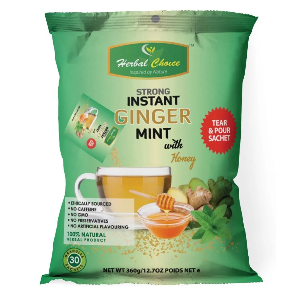Instant Mints Herbal Choice Strong Instant Ginger Mint with Honey 360g - 30 Sachets ...