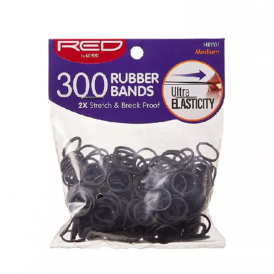 Red By Kiss Rubber Bands (300pcs) - Medium HRB01
