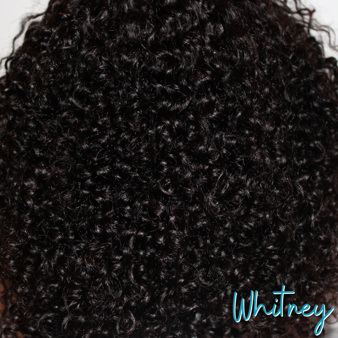 Whitney - 15", Curly, Human Hair Wig - Dark Brown #2