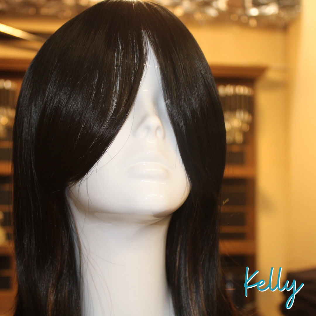 Kelly - 20", Straight Layered, Synthetic Wig - Black with Highlights