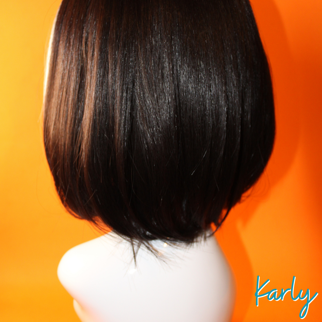 Karly - 13", Straight Synthetic Wig - Black & White