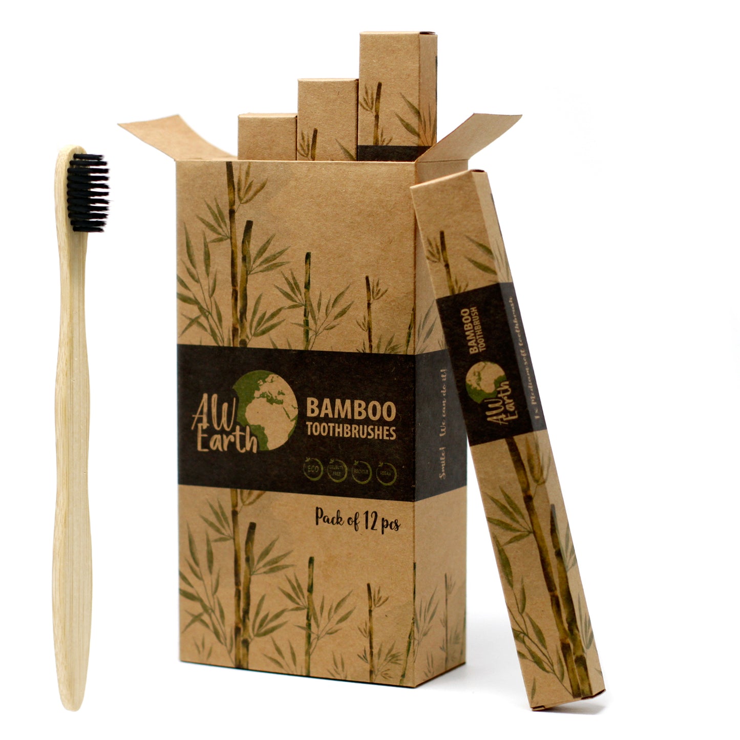 Bamboo Toothbrush - Charcoal Medium Soft 