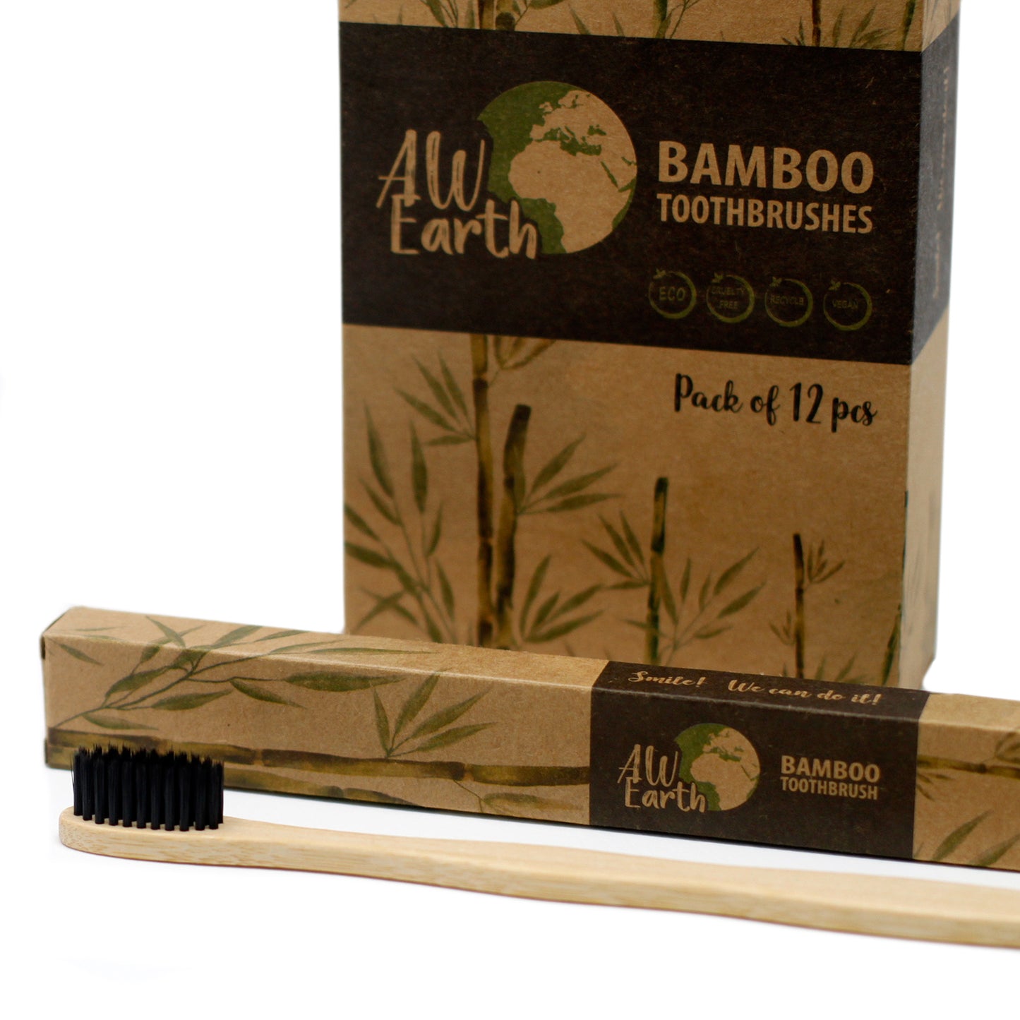 Bamboo Toothbrush - Charcoal Medium Soft 