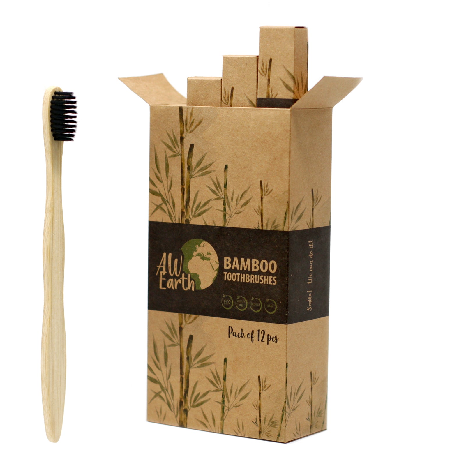 Bamboo Toothbrush - Charcoal Medium Soft 