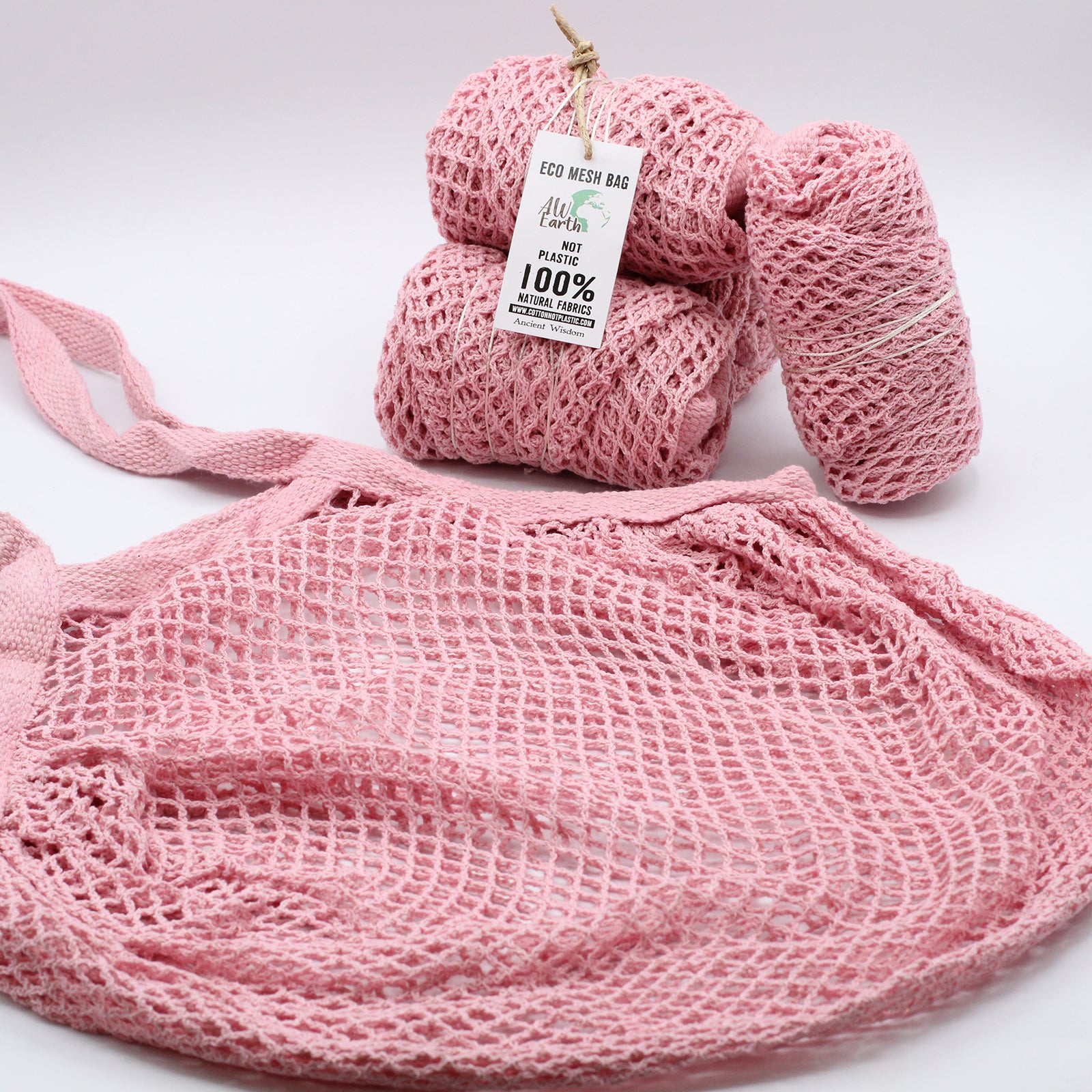 Pure Cotton Mesh Bag - Rose