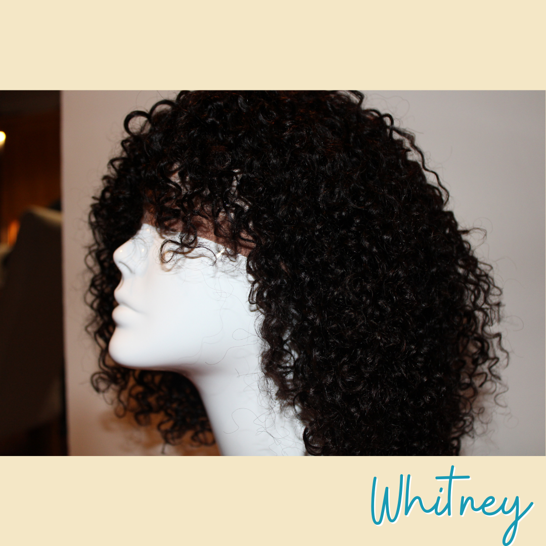 Whitney - 15", Curly, Human Hair Wig - Dark Brown #2
