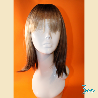 Zoe - 14" Synthetic Wig - ﻿Brown & Blonde Ombre