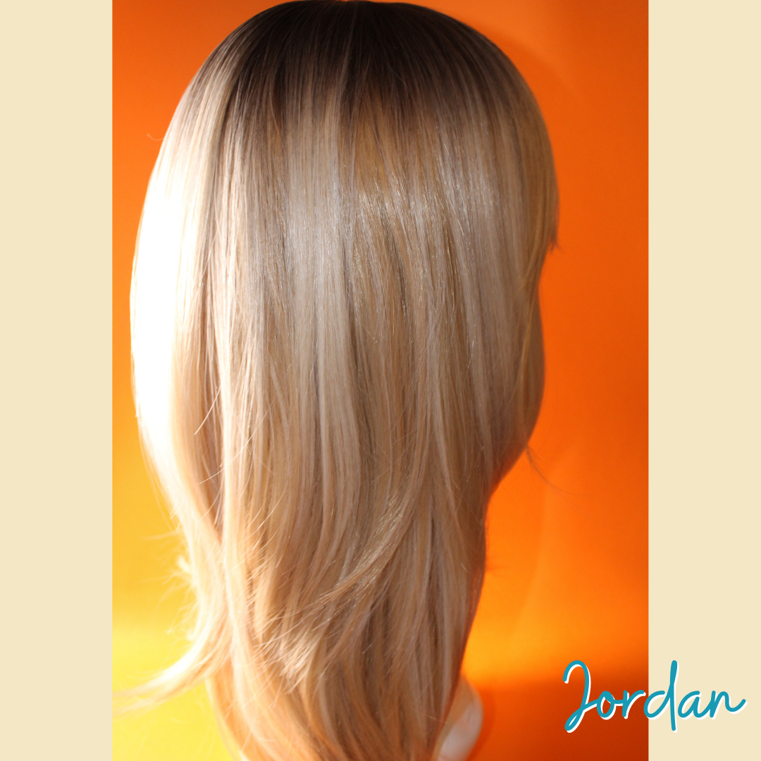 Jordan - 19" Straight Layered Synthetic Wig - Blonde with Brown Roots